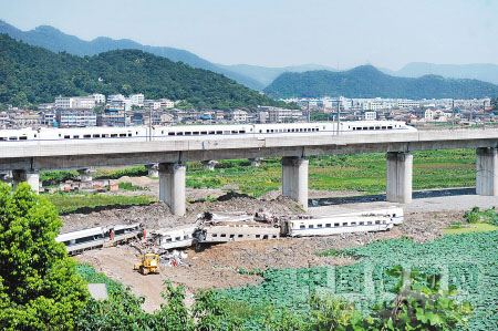 溫州動(dòng)車事故現(xiàn)場(chǎng)